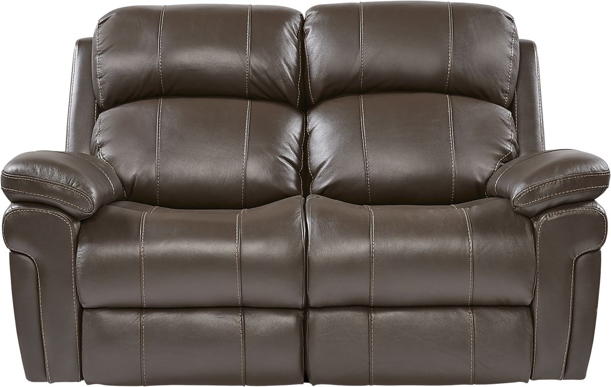 Trevino Place 5 Pc Chocolate Brown Leather Non-Power Reclining Living Room Set With Reclining ...