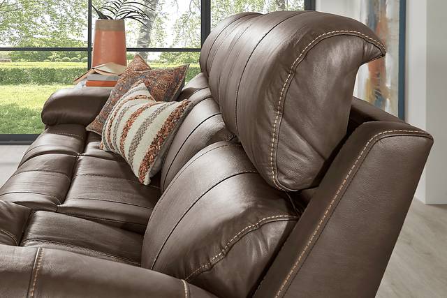 Trevino Place Chocolate Leather 5 Pc Reclining Living Room with Stationary Loveseat - Thumbnail - Image 5