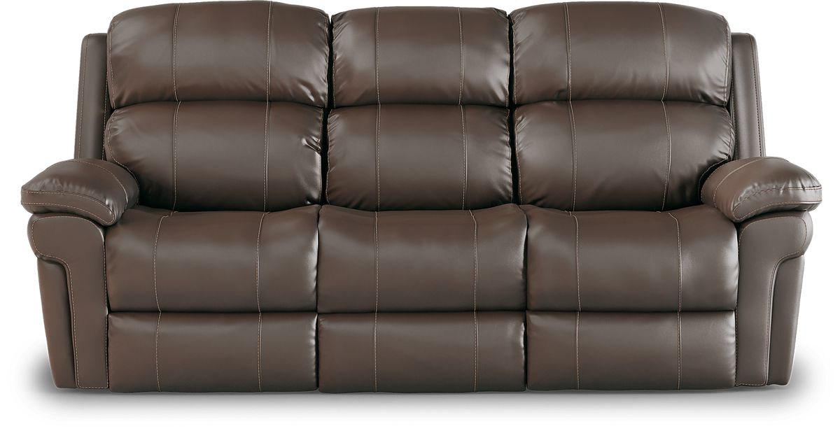 Trevino Place Chocolate Brown Leather NonPower Reclining Sofa Rooms to Go