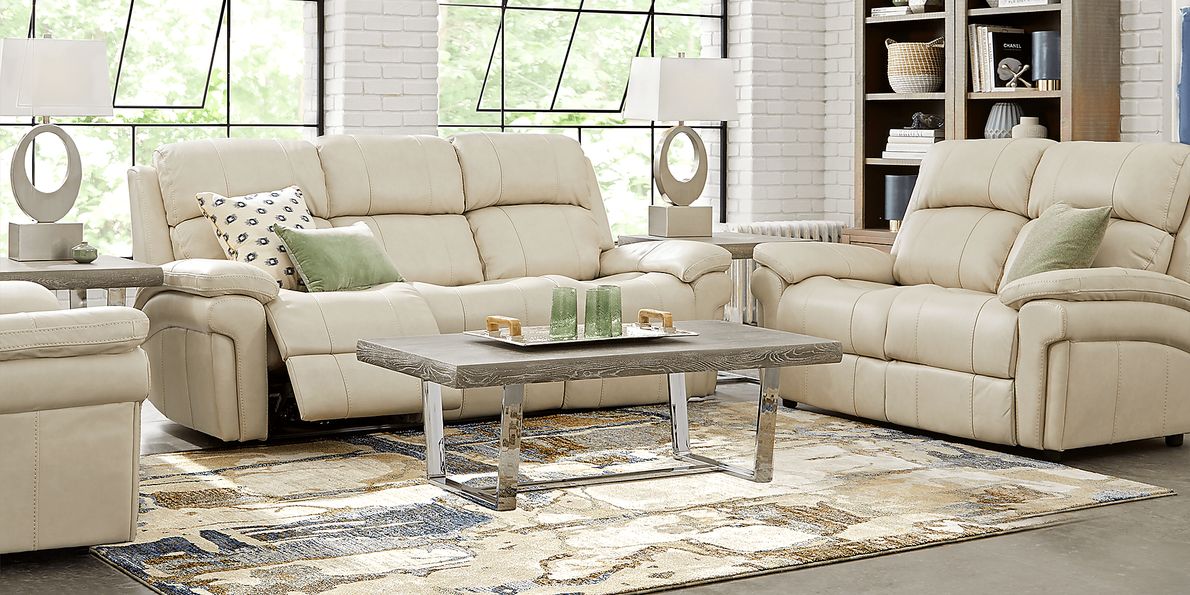 Cream store reclining sofa