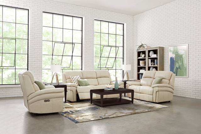 Trevino Place Cream Leather 3 Pc Living Room with Reclining Sofa - Thumbnail - Image 1