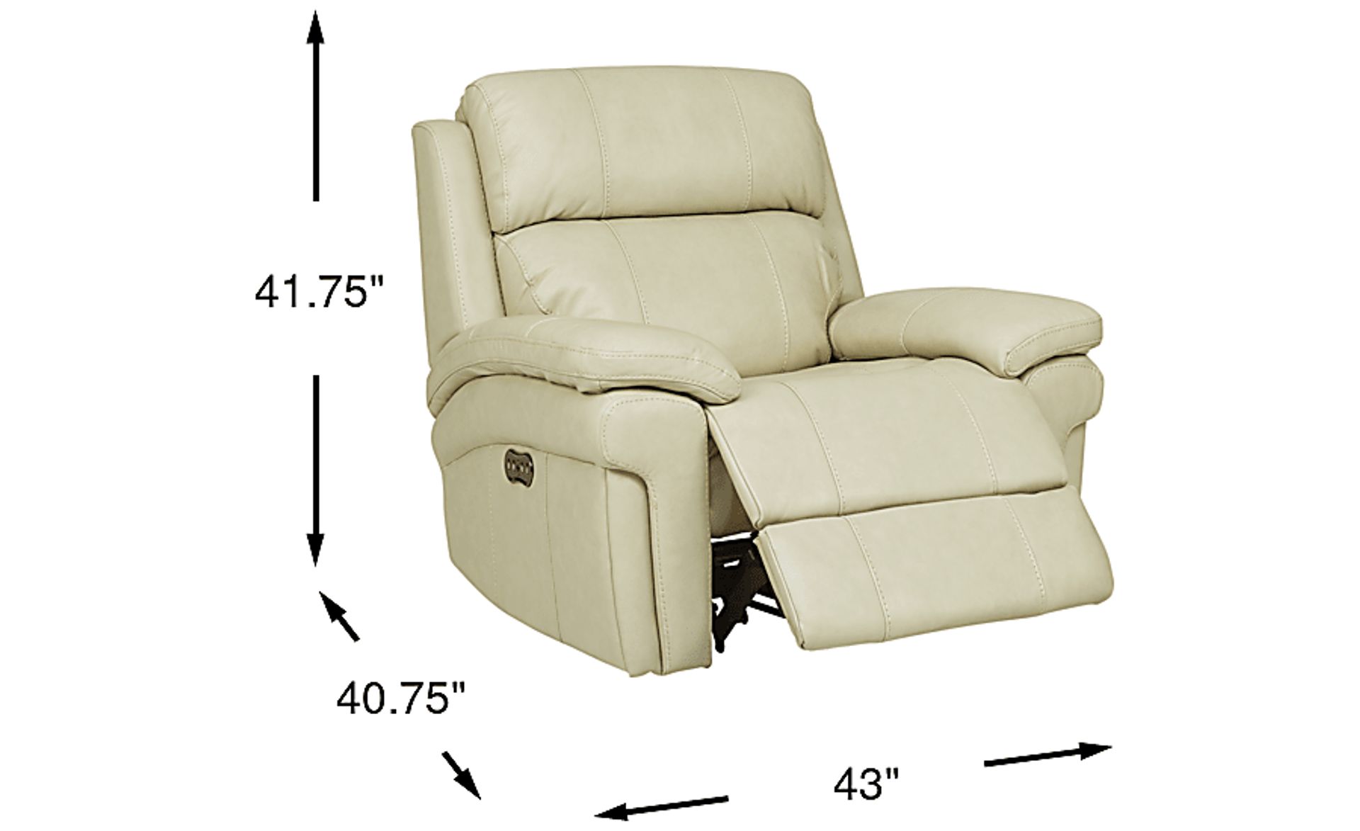 Trevino Place Cream Beige Leather Dual Power Recliner Rooms to Go