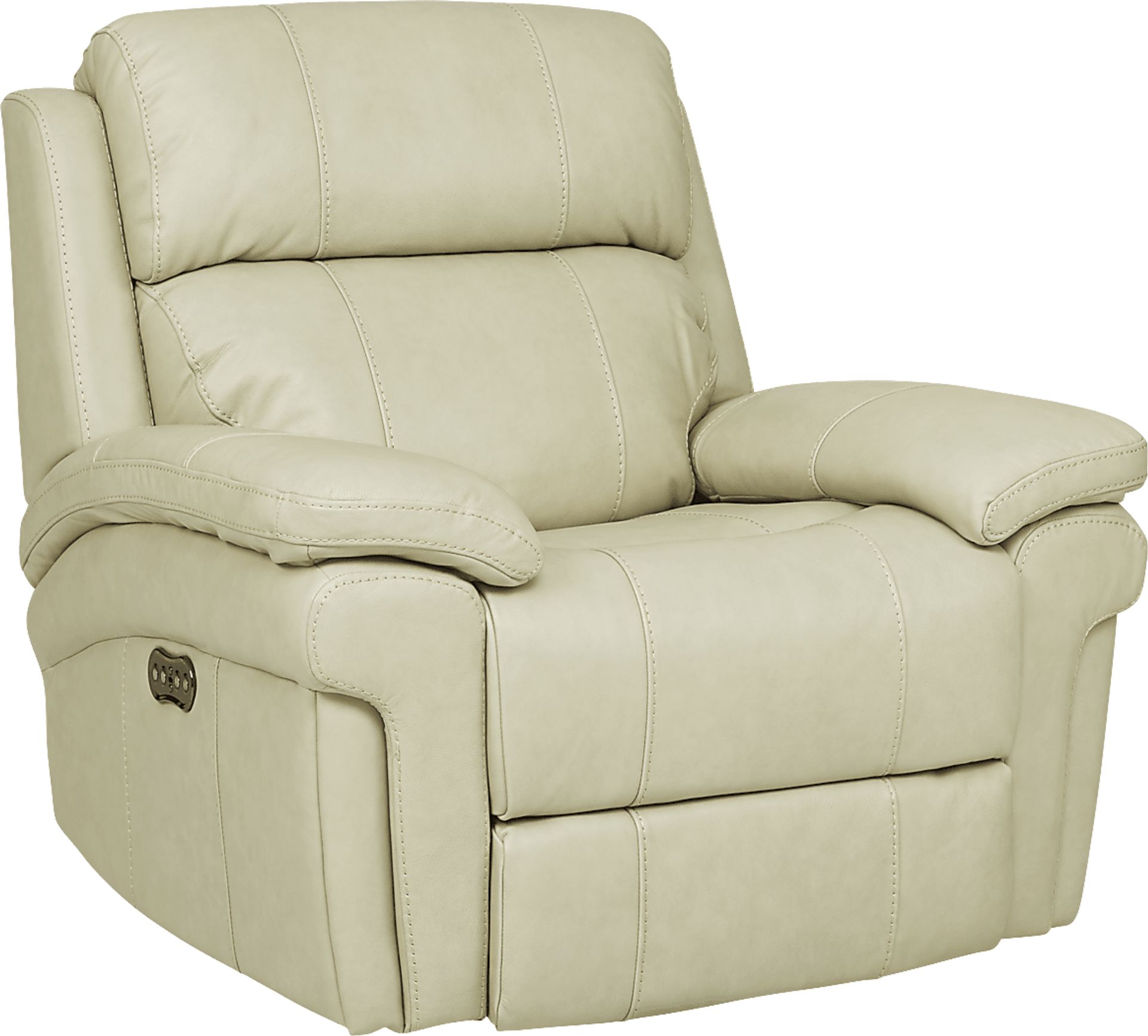 Trevino Place Cream Beige Leather Dual Power Recliner | Rooms to Go