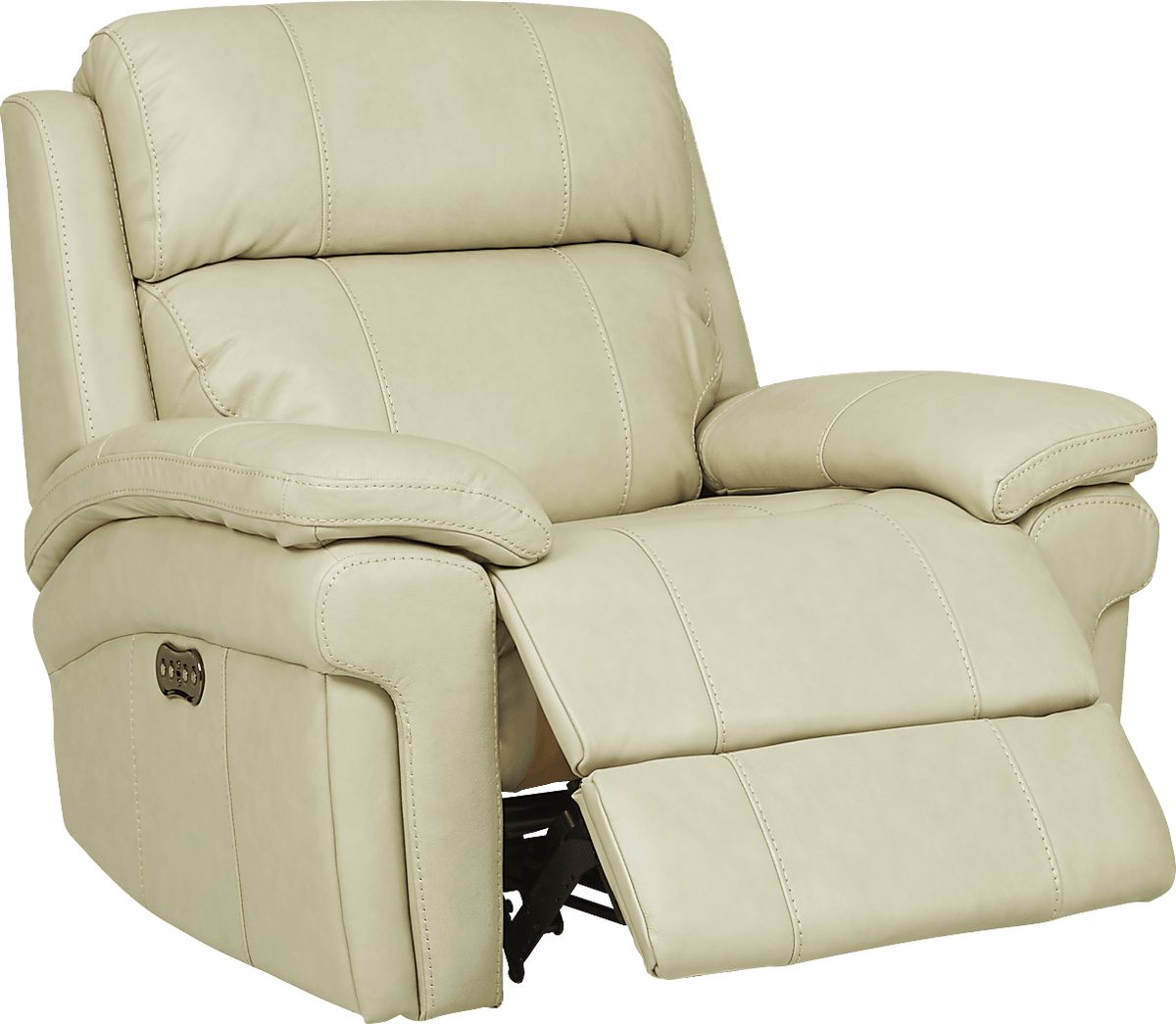 Trevino Place Cream Beige Leather Dual Power Recliner Rooms to Go