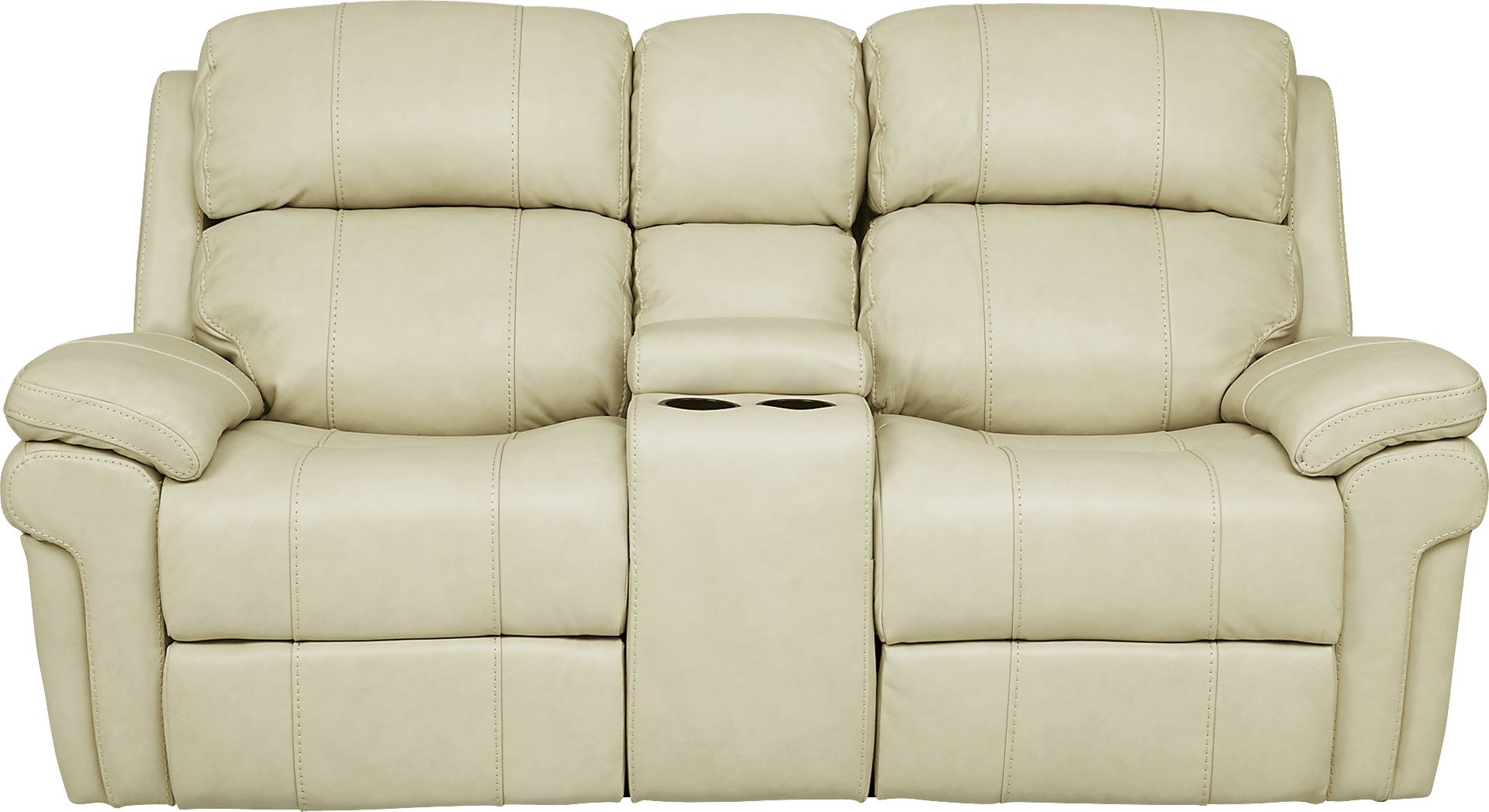 Trevino Place Cream Leather Dual Power Reclining Console Loveseat - Image 2