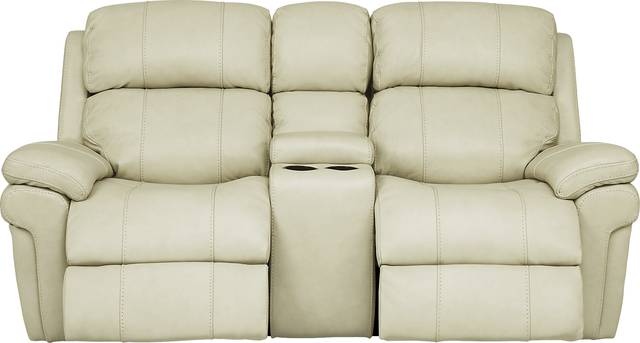 Trevino Place Cream Leather Dual Power Reclining Console Loveseat - Thumbnail - Image 2
