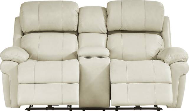 Trevino Place Cream Leather Dual Power Reclining Console Loveseat - Thumbnail - Image 4