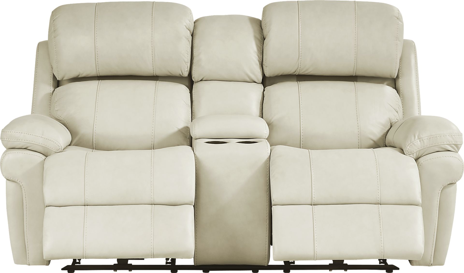 Trevino Place Cream Leather Dual Power Reclining Console Loveseat - Image 4