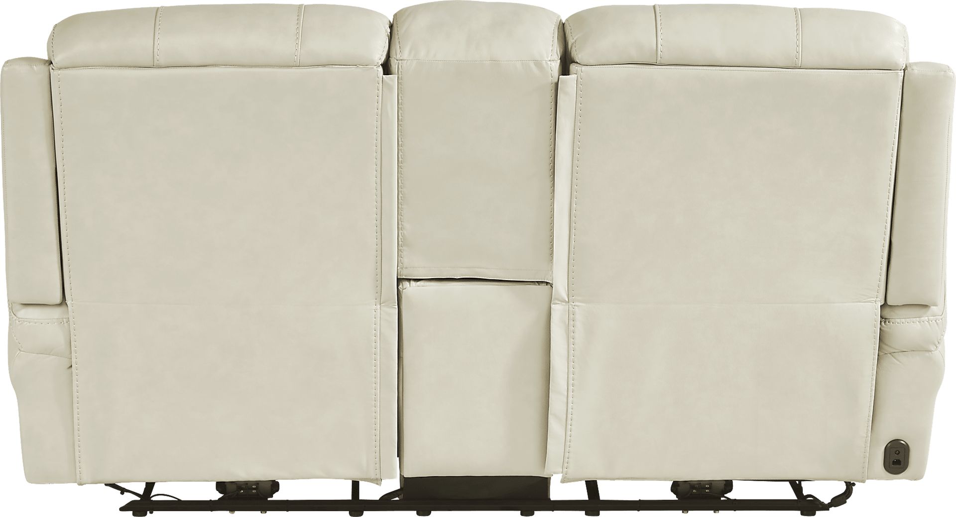 Trevino Place Cream Leather Dual Power Reclining Console Loveseat - Image 5