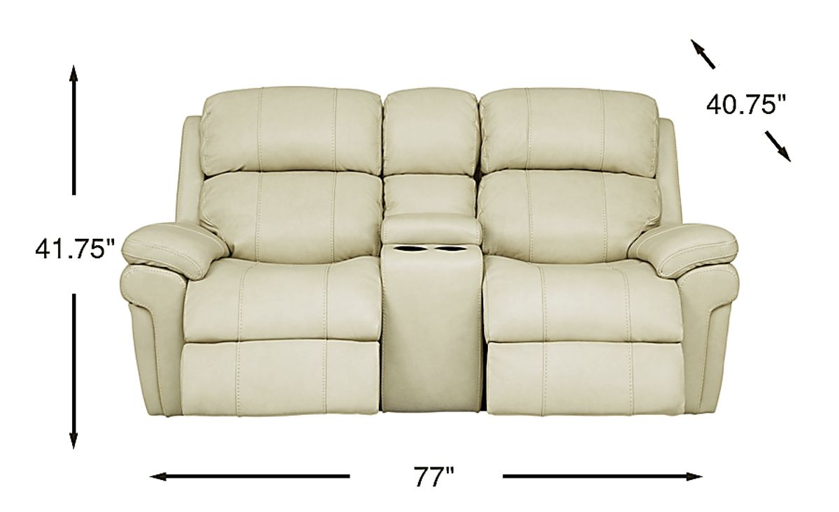 Trevino Place Cream Beige Leather Dual Power Reclining Loveseat Rooms to Go