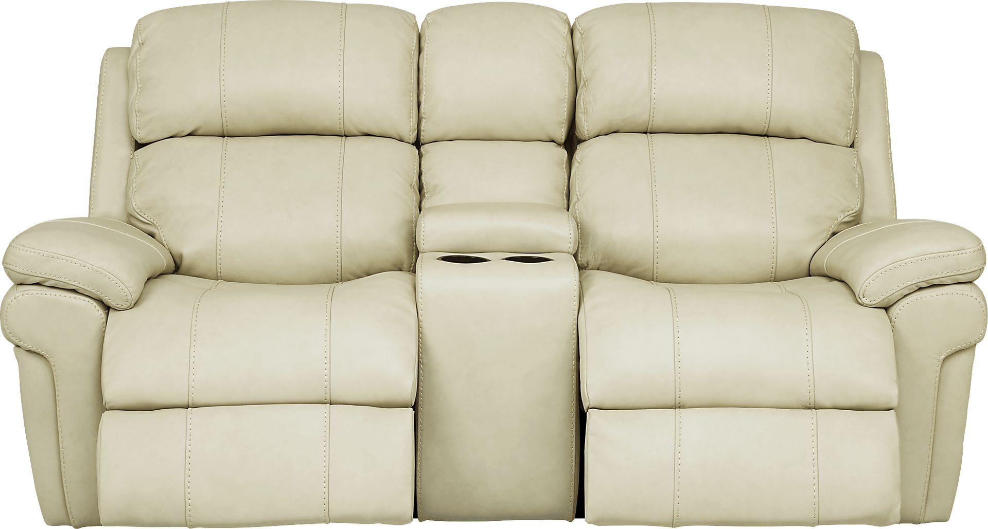 Trevino Place Cream Leather Dual Power Reclining Console Loveseat - Image 1