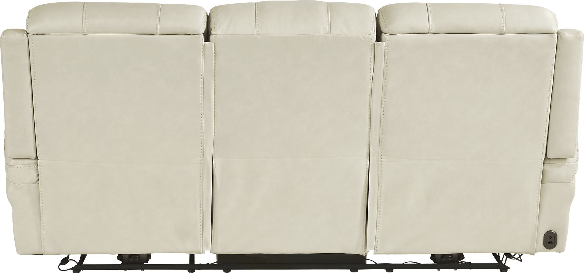Trevino Place Cream Beige Leather Dual Power Reclining Sofa Rooms to Go
