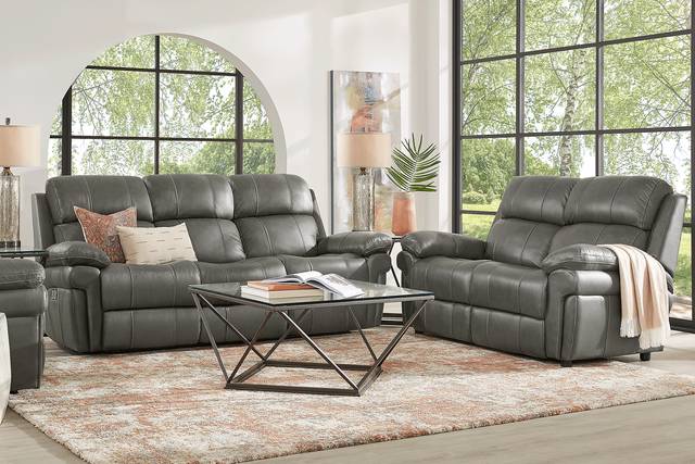 Trevino Place Smoke Leather 3 Pc Living Room with Reclining Sofa - Thumbnail - Image 1