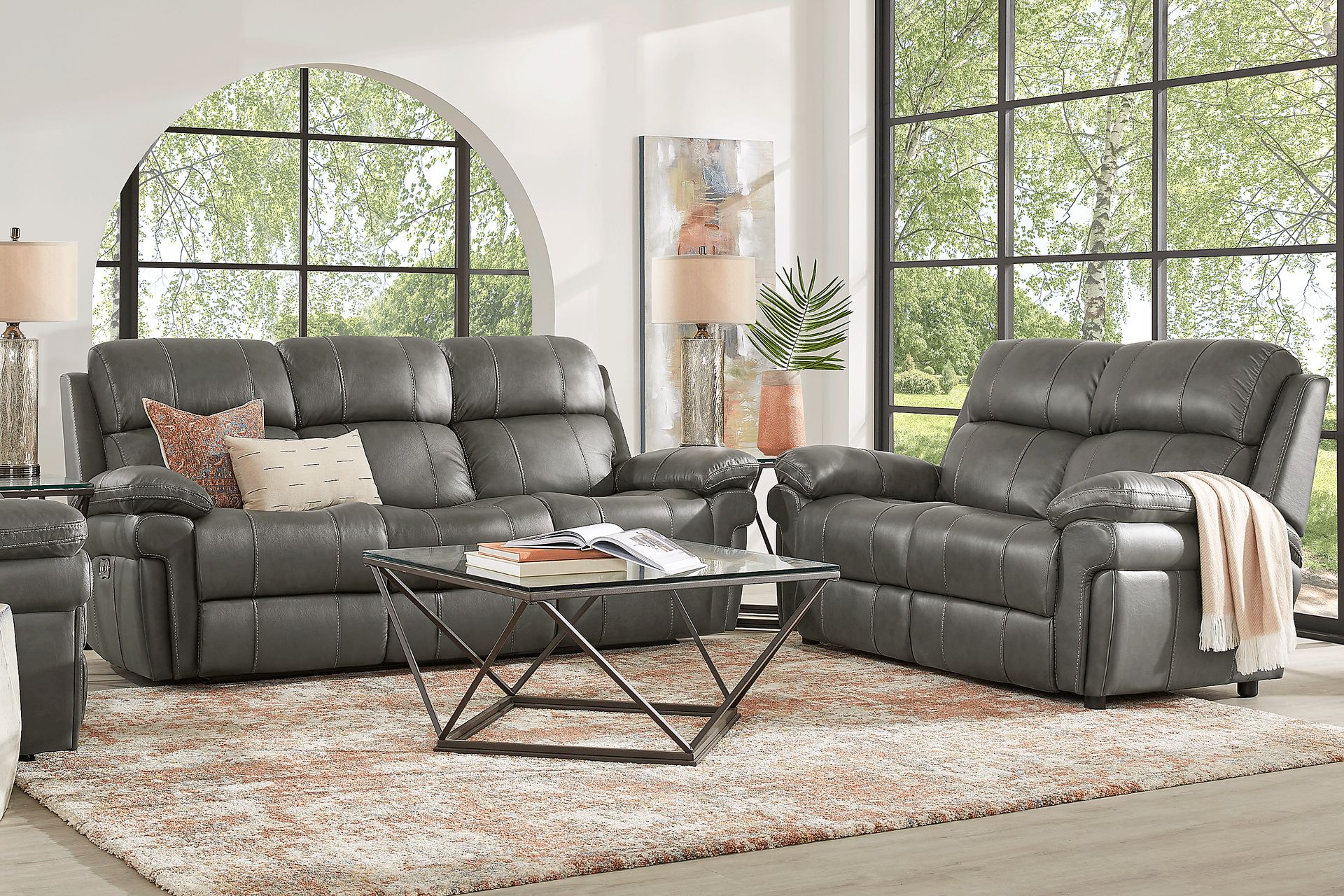 Trevino Place Smoke Leather 3 Pc Living Room with Reclining Sofa - Image 1