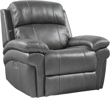 Trevino Place Smoke Leather Dual Power Recliner