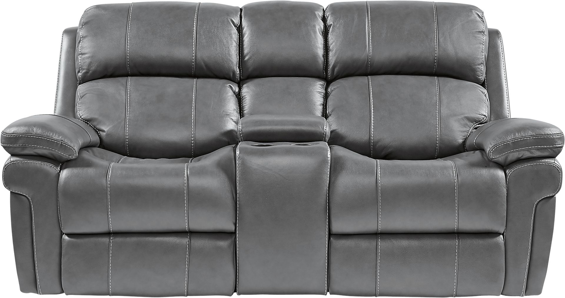 Trevino Place Smoke Leather Dual Power Reclining Console Loveseat - Image 2