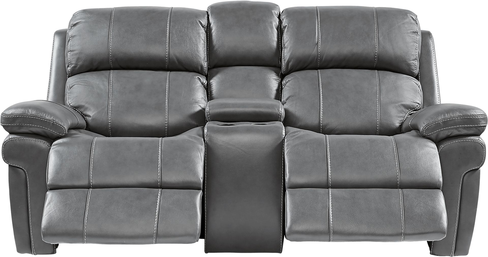 Trevino Place Smoke Leather Dual Power Reclining Console Loveseat - Image 1