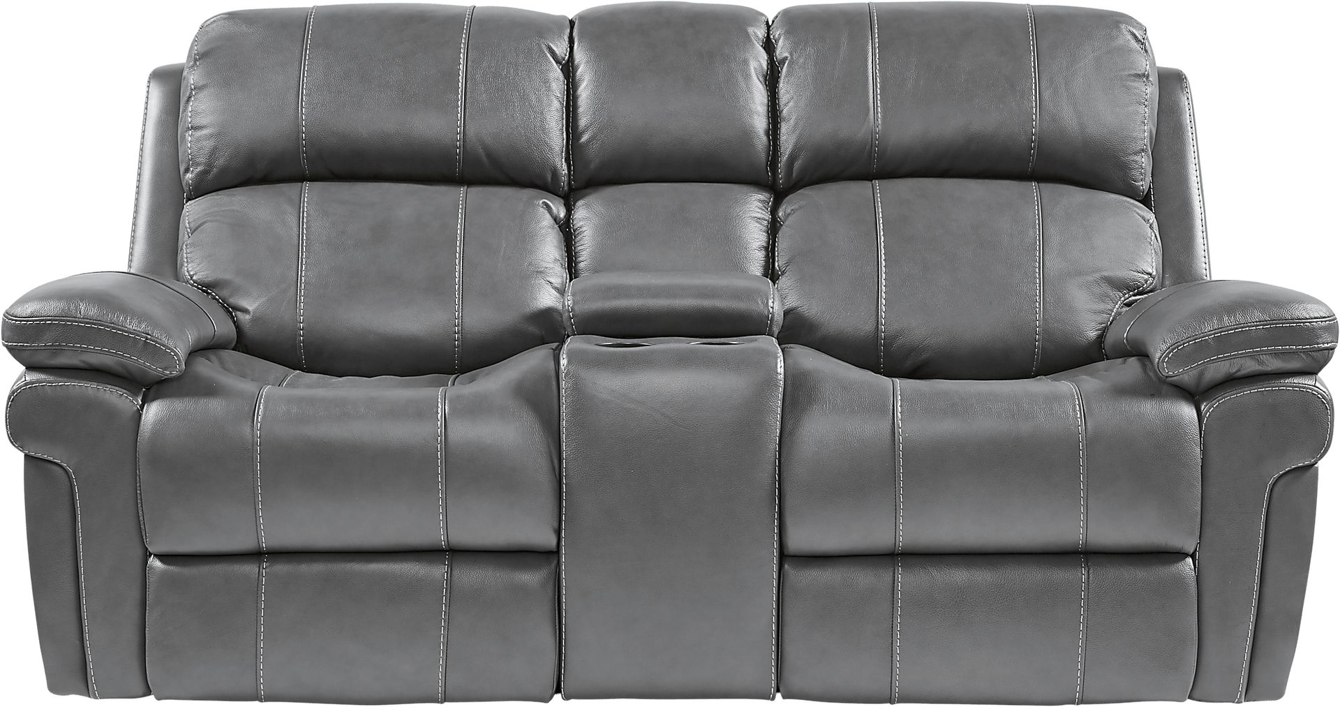 Trevino Place Smoke Leather Dual Power Reclining Console Loveseat - Image 1