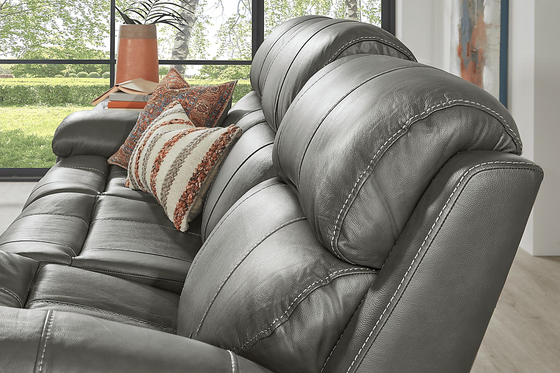 Leather dual reclining sofa sale