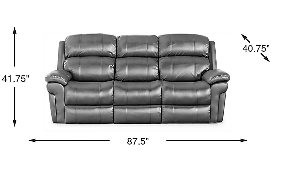 Relax Form LEATHERTEX TREVISO ① Trevino Place Smoke Gray Leather Dual Power Reclining Sofa