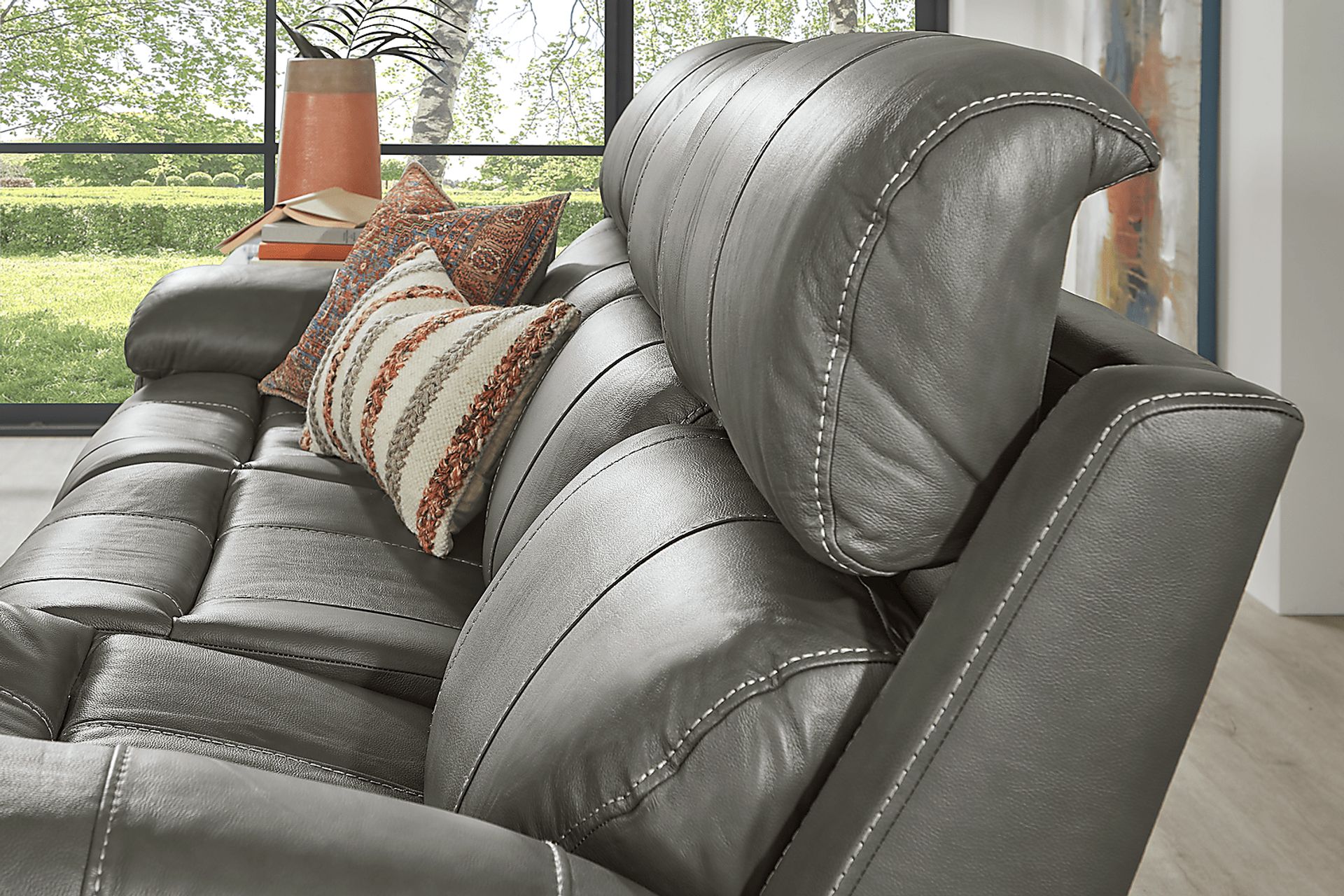 Trevino Place Smoke Leather 8 Pc Living Room with Reclining Sofa - Image 3