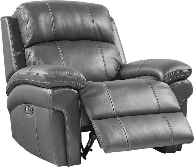 Trevino Smoke Leather Dual Power Recliner - Thumbnail - Image 2