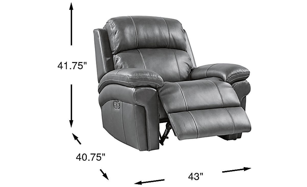 Trevino Smoke Gray Leather Power Recliner Rooms to Go