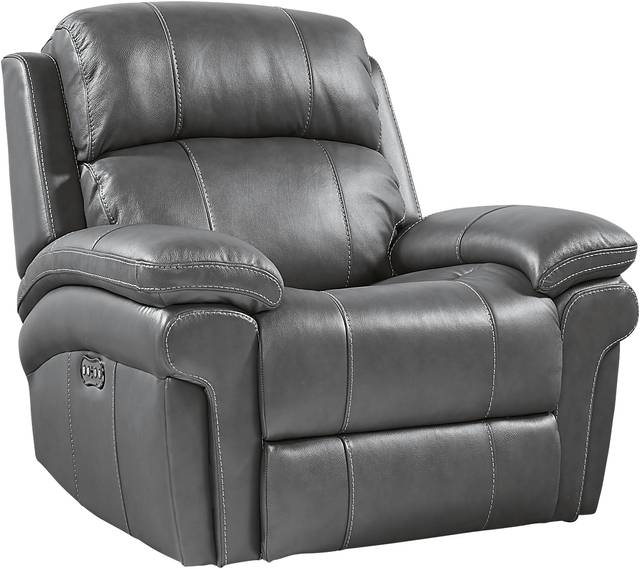 Trevino Smoke Leather Dual Power Recliner - Thumbnail - Image 1