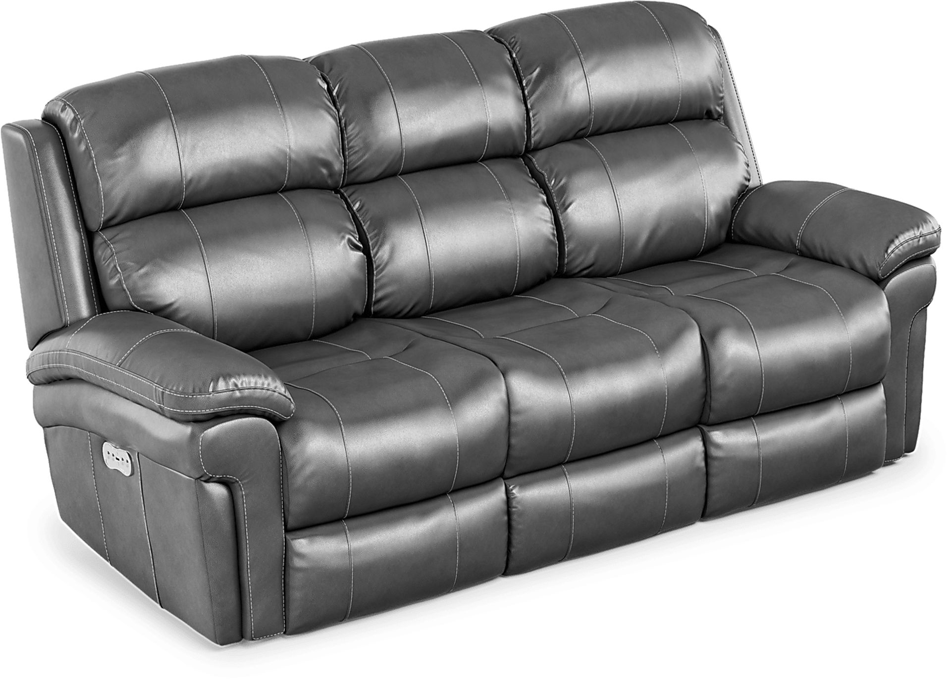 Trevino Smoke Leather Dual Power Reclining Sofa - Image 2