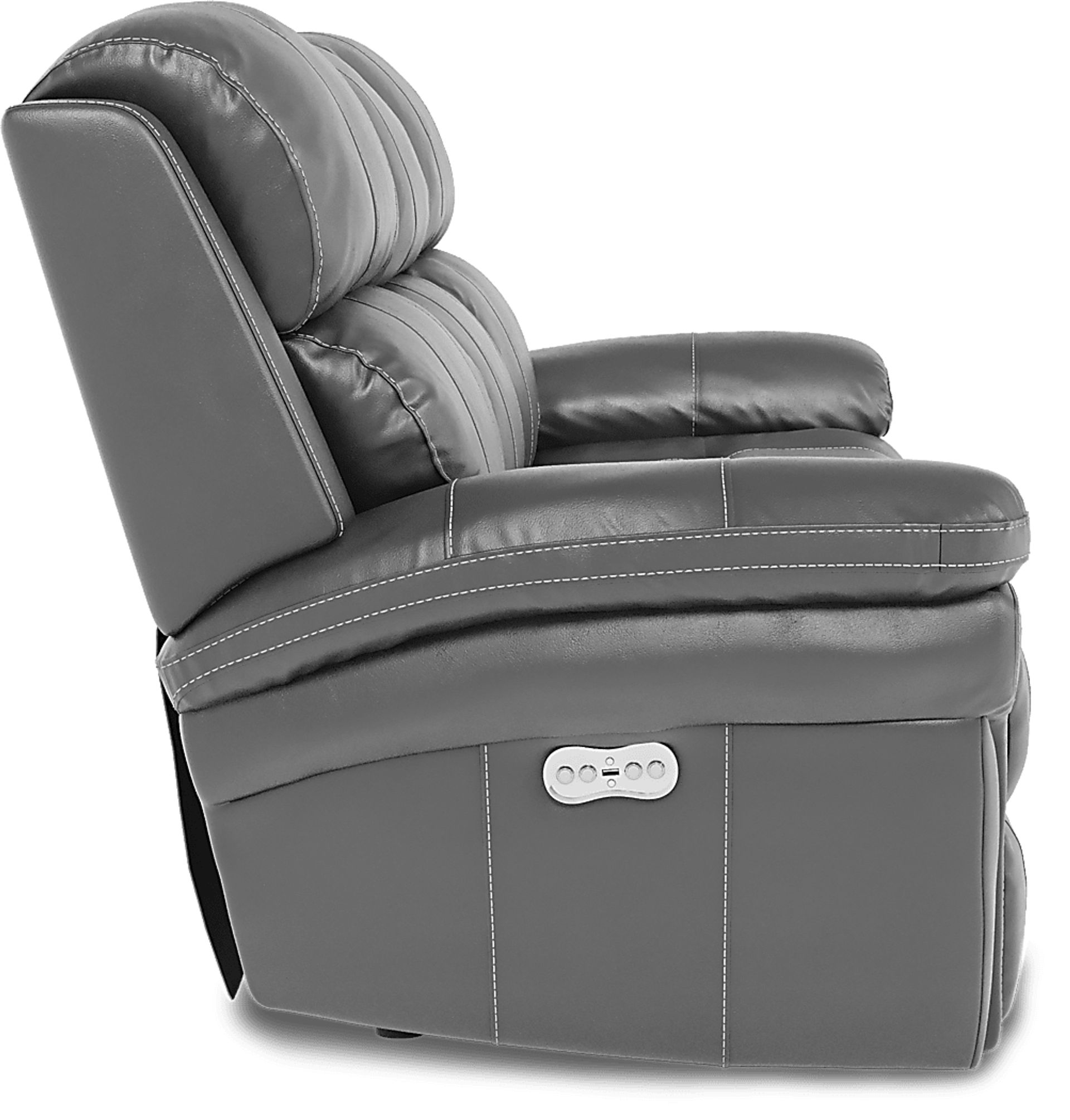 Trevino Smoke Leather Dual Power Reclining Sofa - Image 3