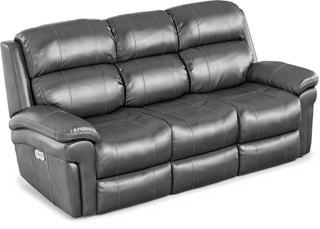 Trevino Smoke Leather Reclining Sofa - Thumbnail - Image 3