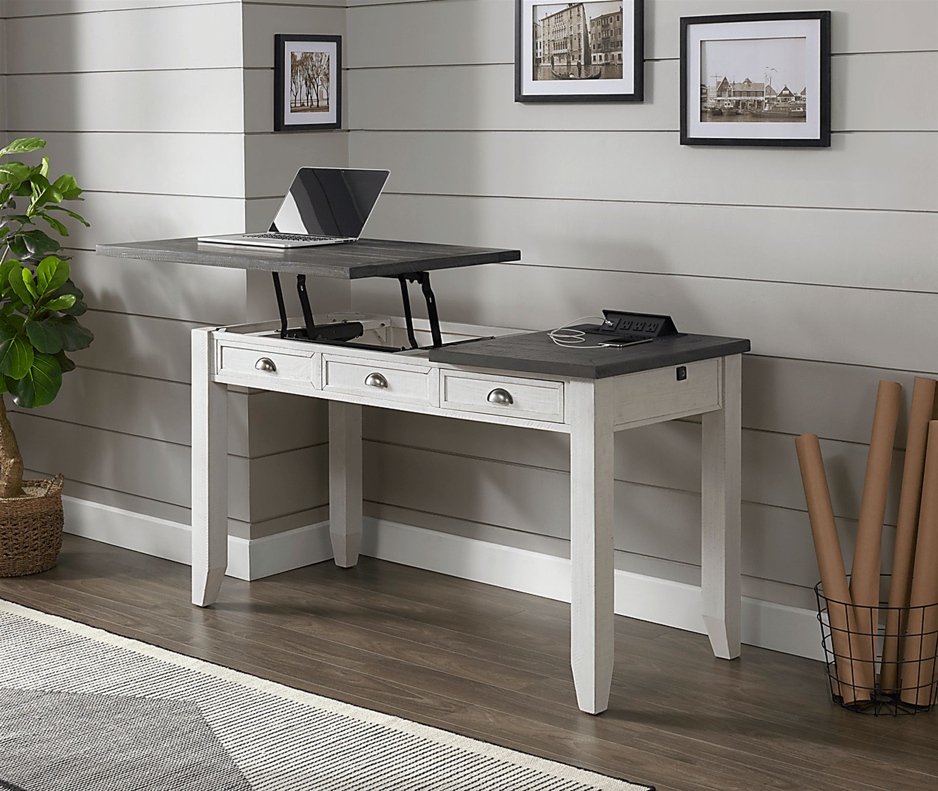 Trevose White Desk with Lift Top and Fingerprint Lock - Image 13
