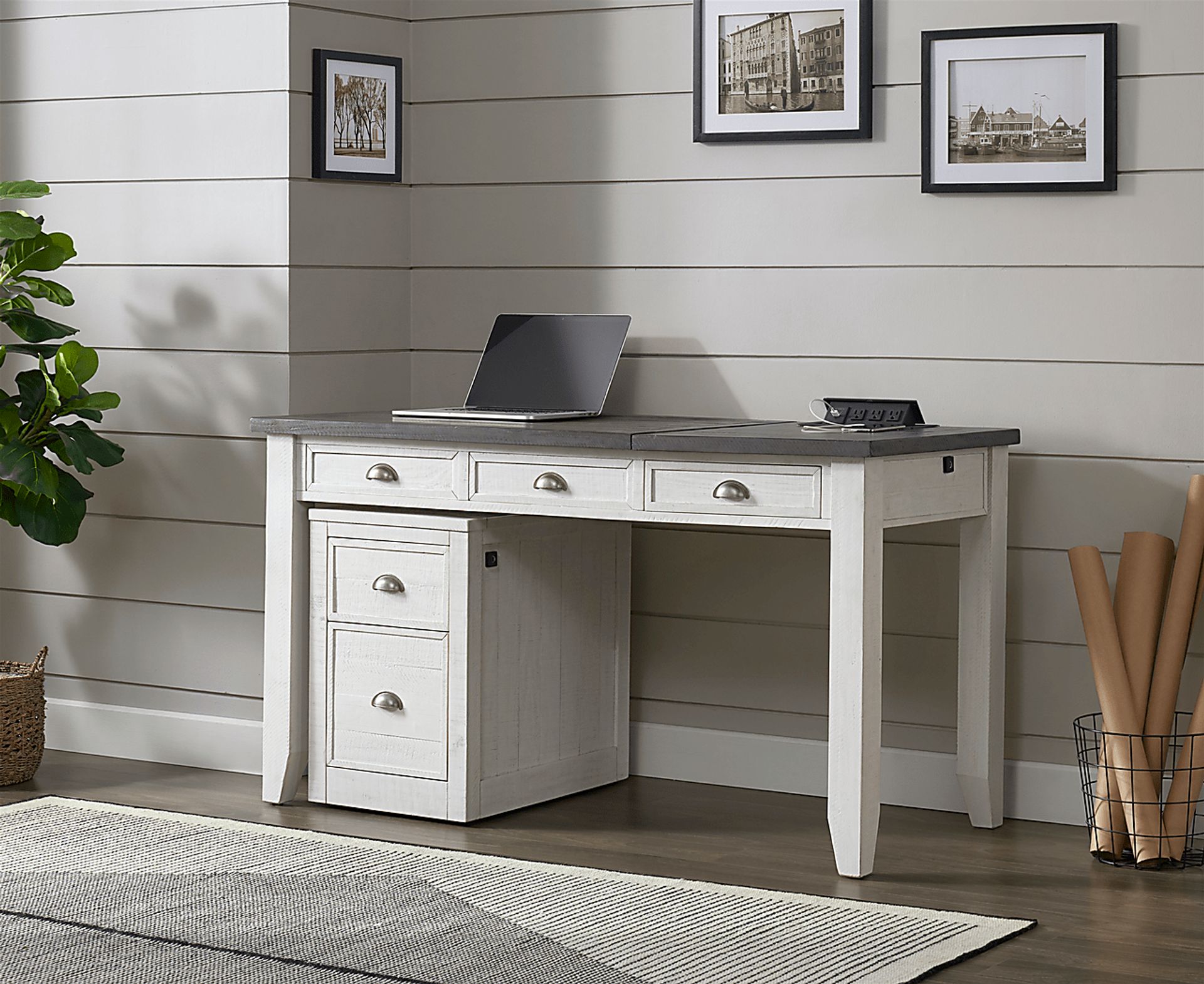 Trevose White Desk with Lift Top and Fingerprint Lock - Image 14