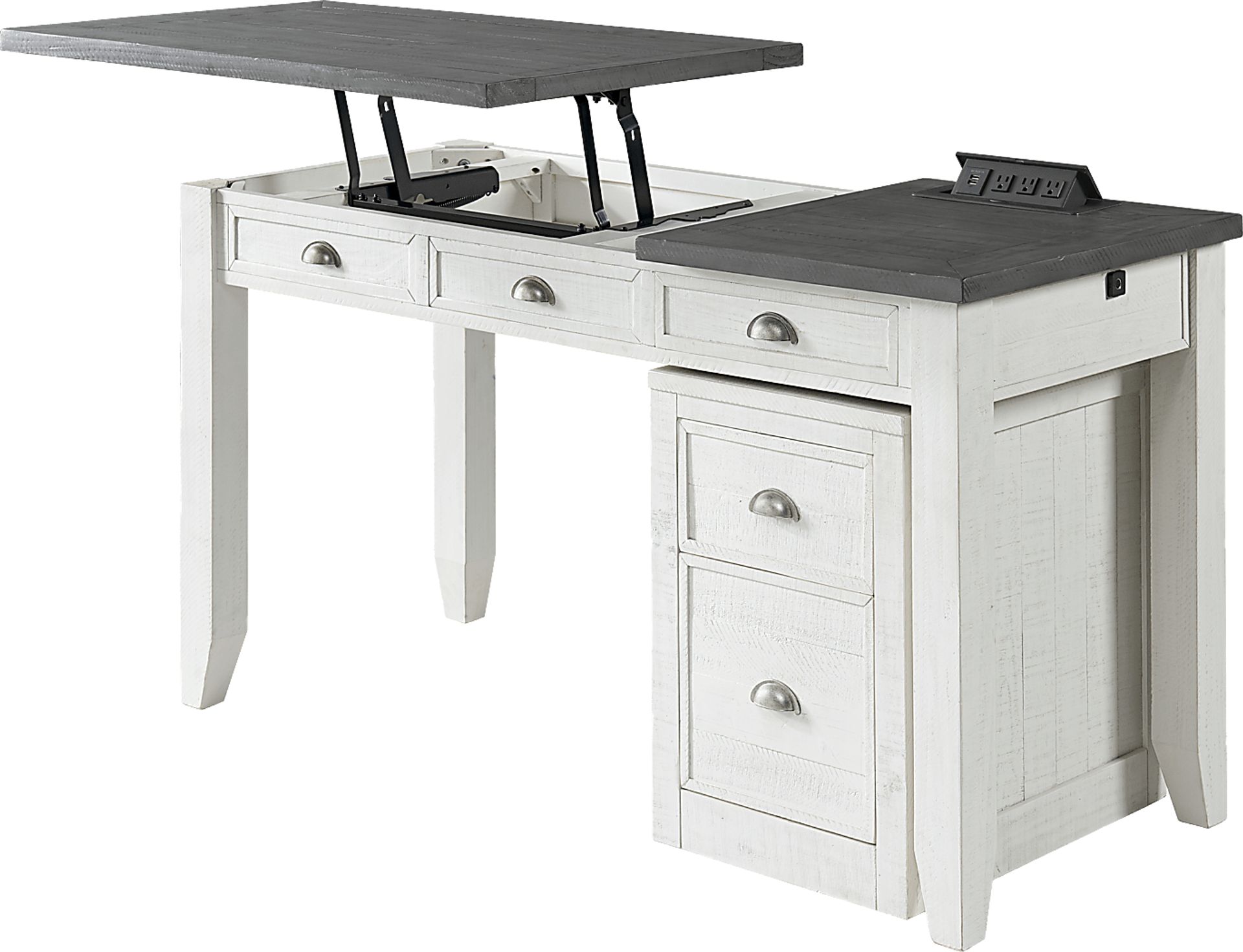 Trevose White Desk with Lift Top and Fingerprint Lock - Image 5