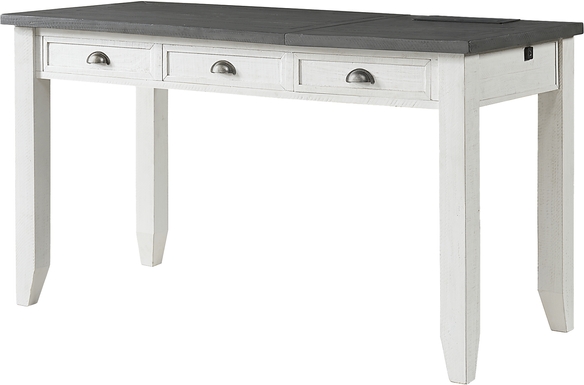 Trevose White Desk with Lift Top and Fingerprint Lock