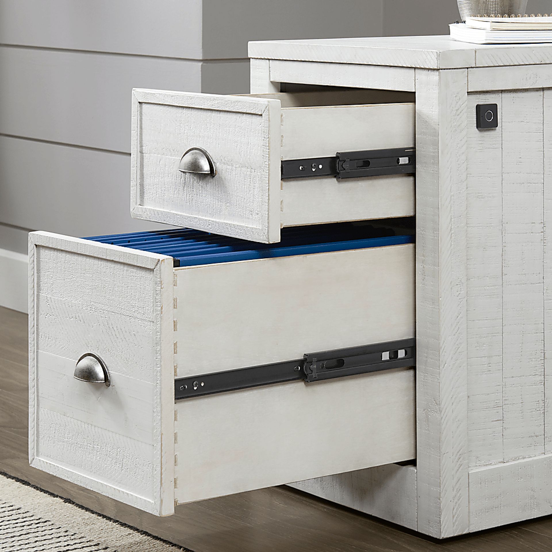 Trevose White File Cabinet with Fingerprint Lock - Image 4