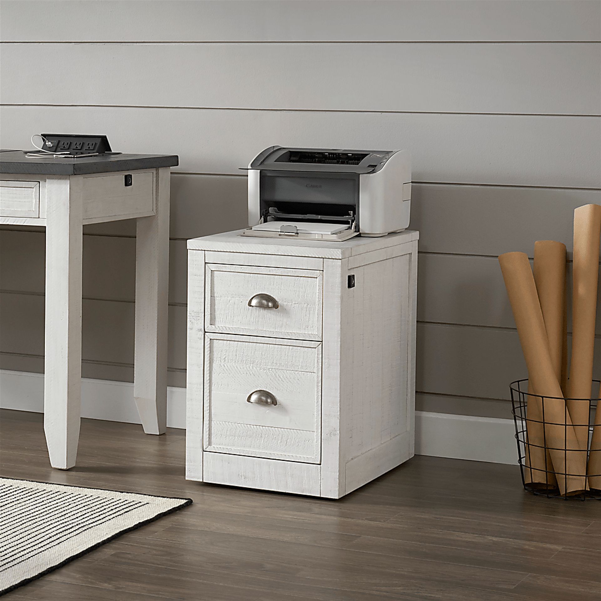 Trevose White File Cabinet with Fingerprint Lock - Image 6