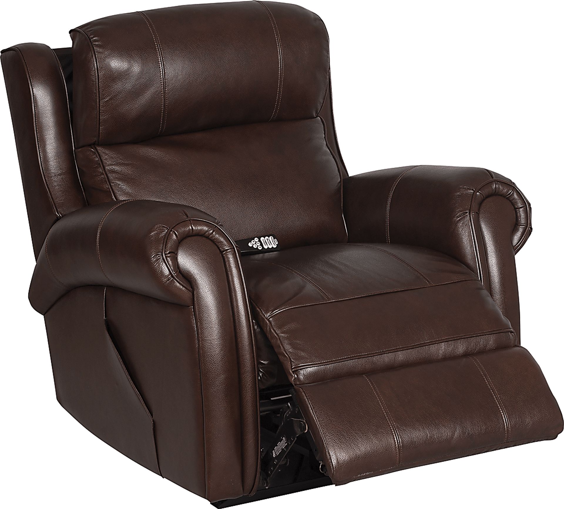 Treyton Brown Leather Dual Power Recliner - Image 1