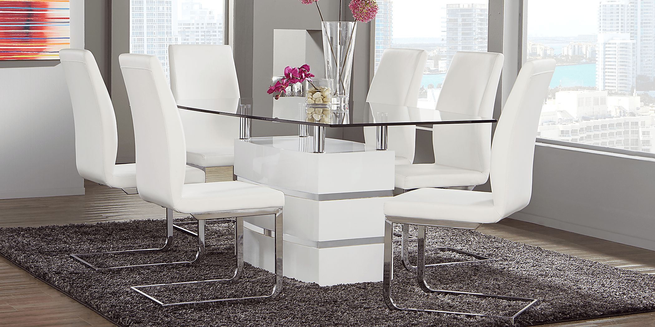 Tria 5 Pc White Colors White Dining Room Set With Side Chair