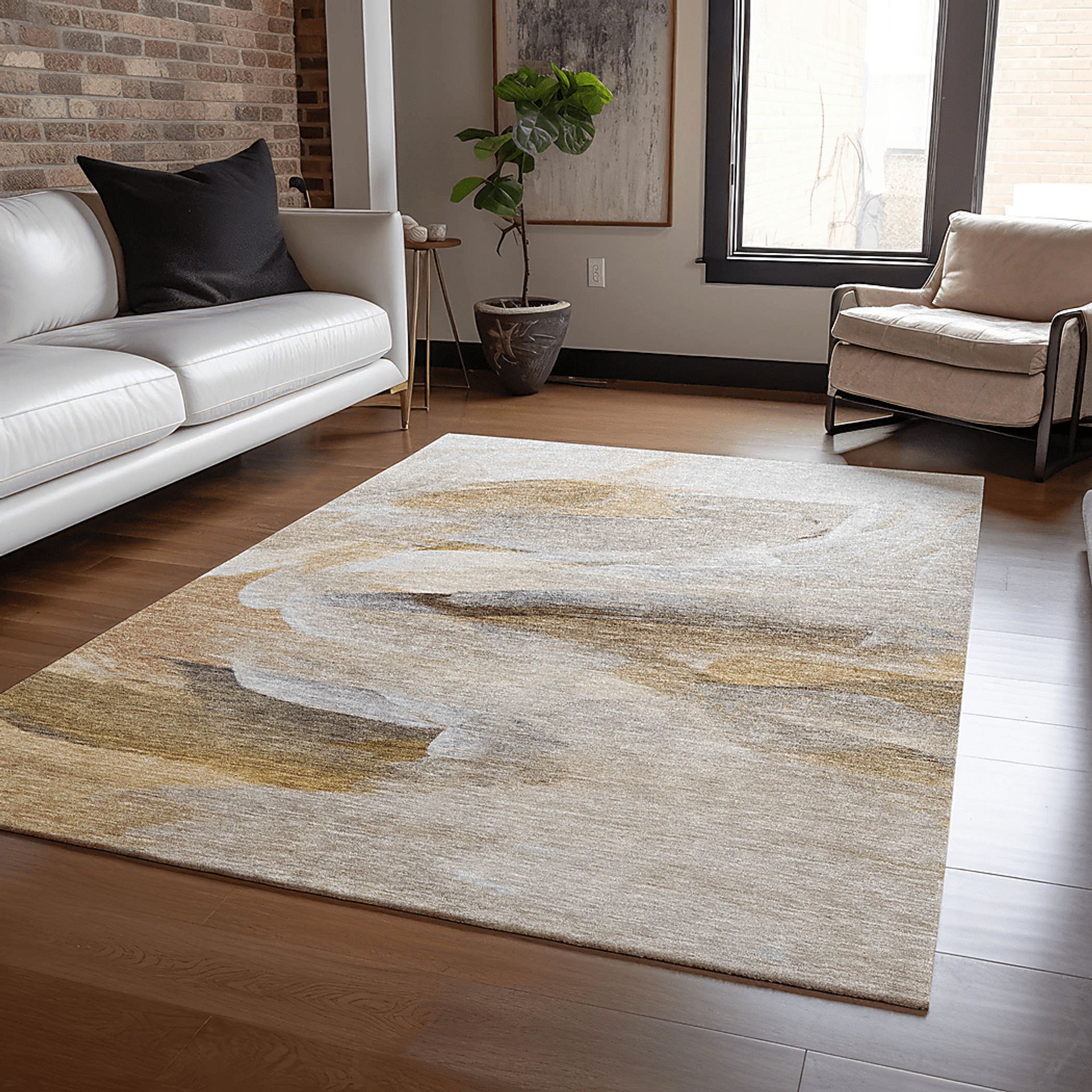Tridi Beige 5' x 8' Machine Washable Rug - Image 2