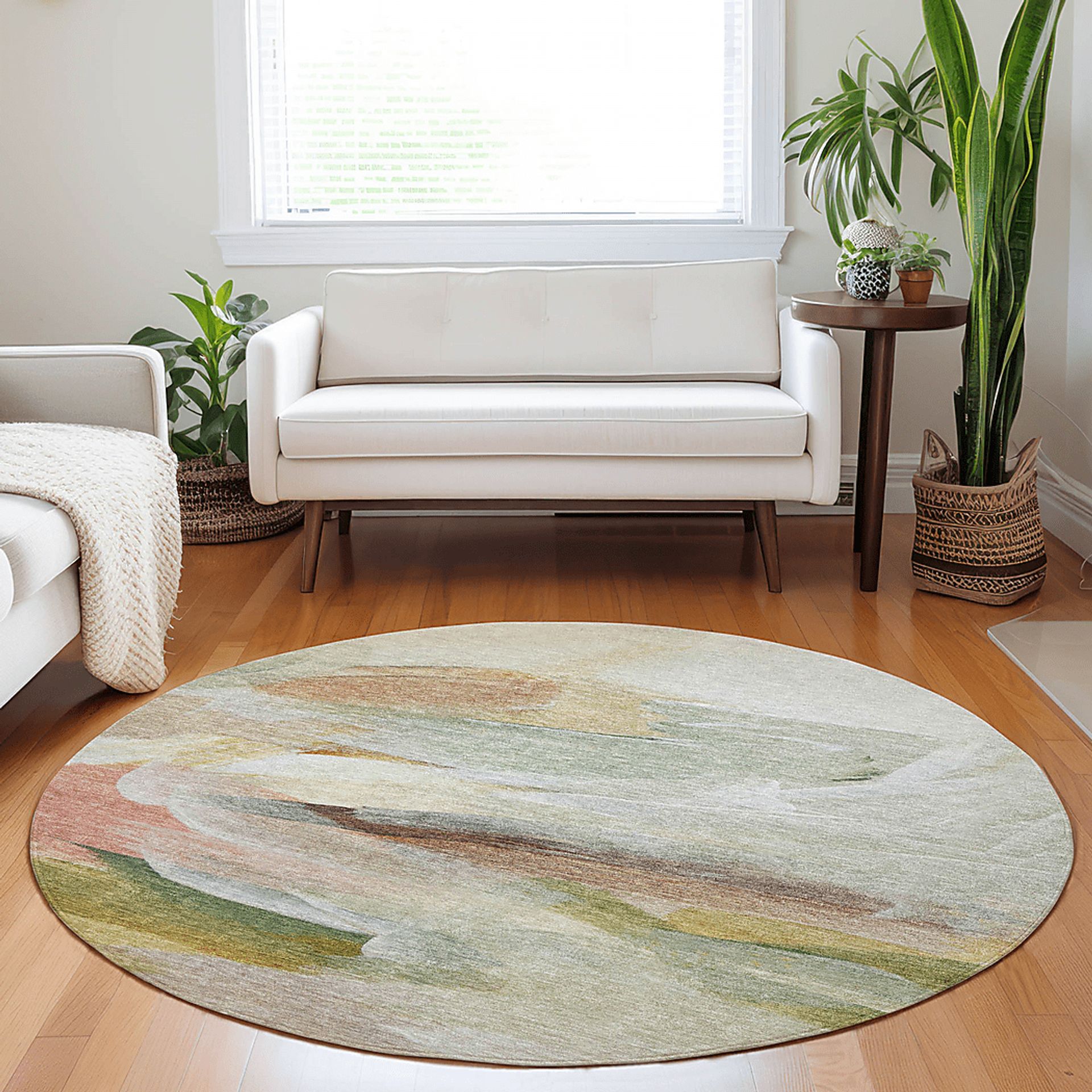 Tridi Multi 8' Round Machine Washable Rug - Image 2
