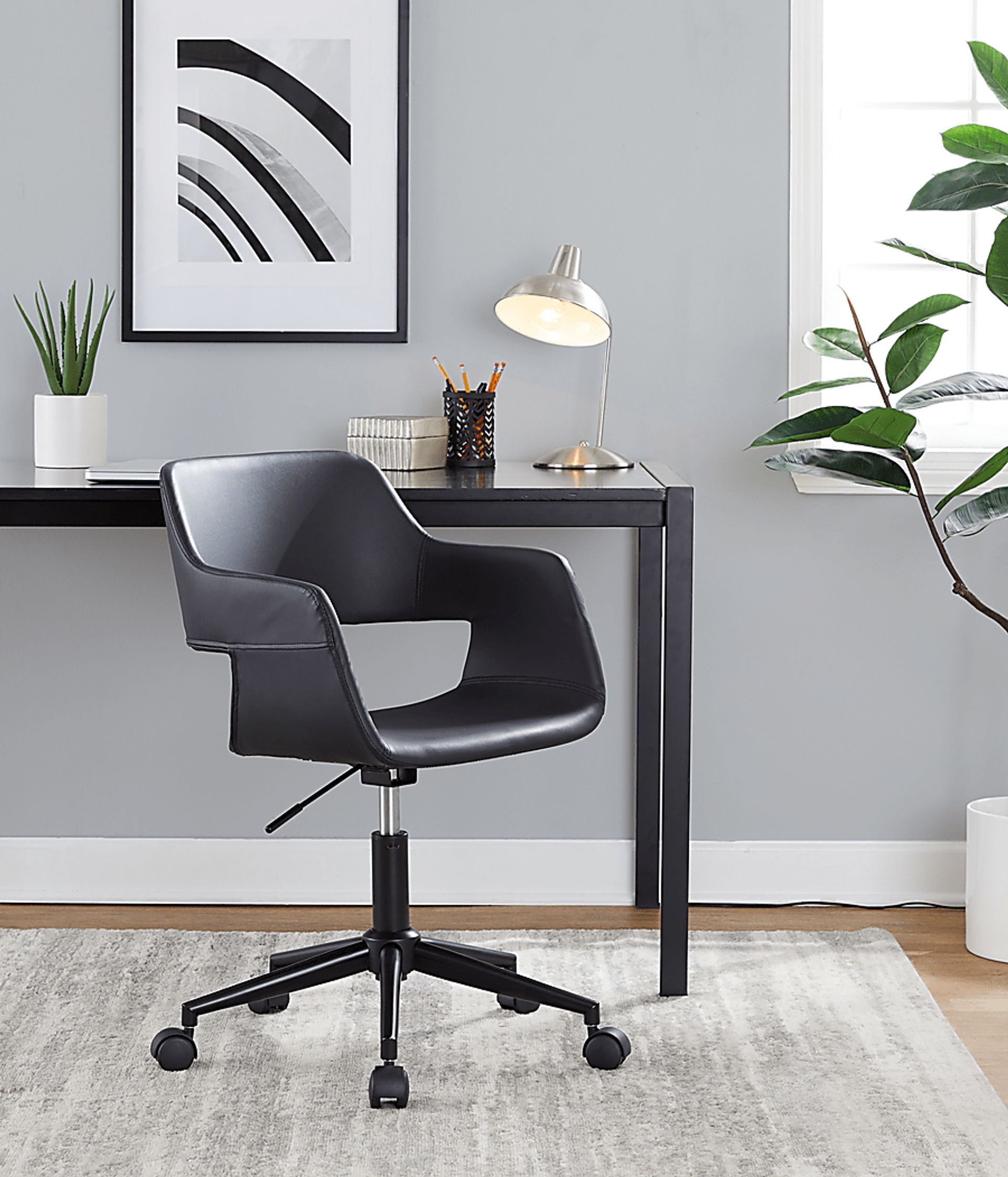 Triece Stainless Steel Black Polyester Fabric Desk Chair | Rooms to Go