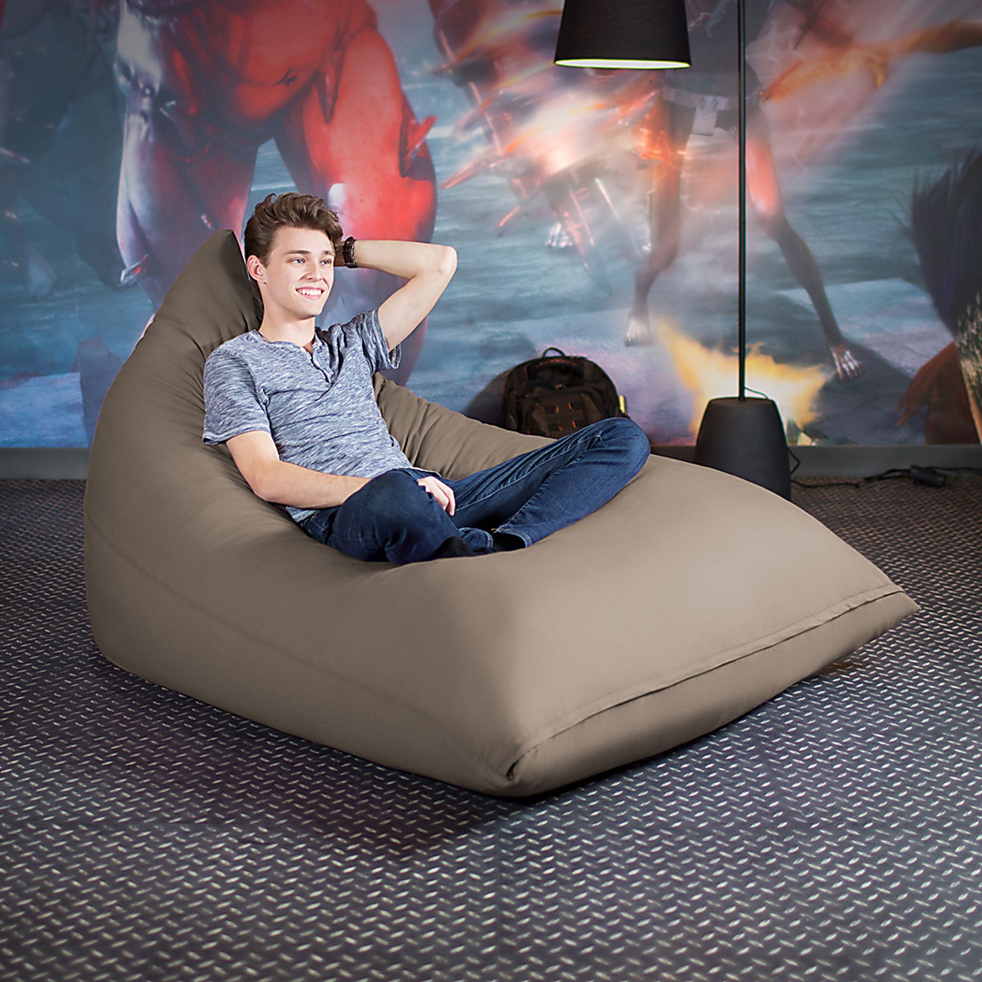Kids Triform Beige Large Bean Bag Chair - Image 3
