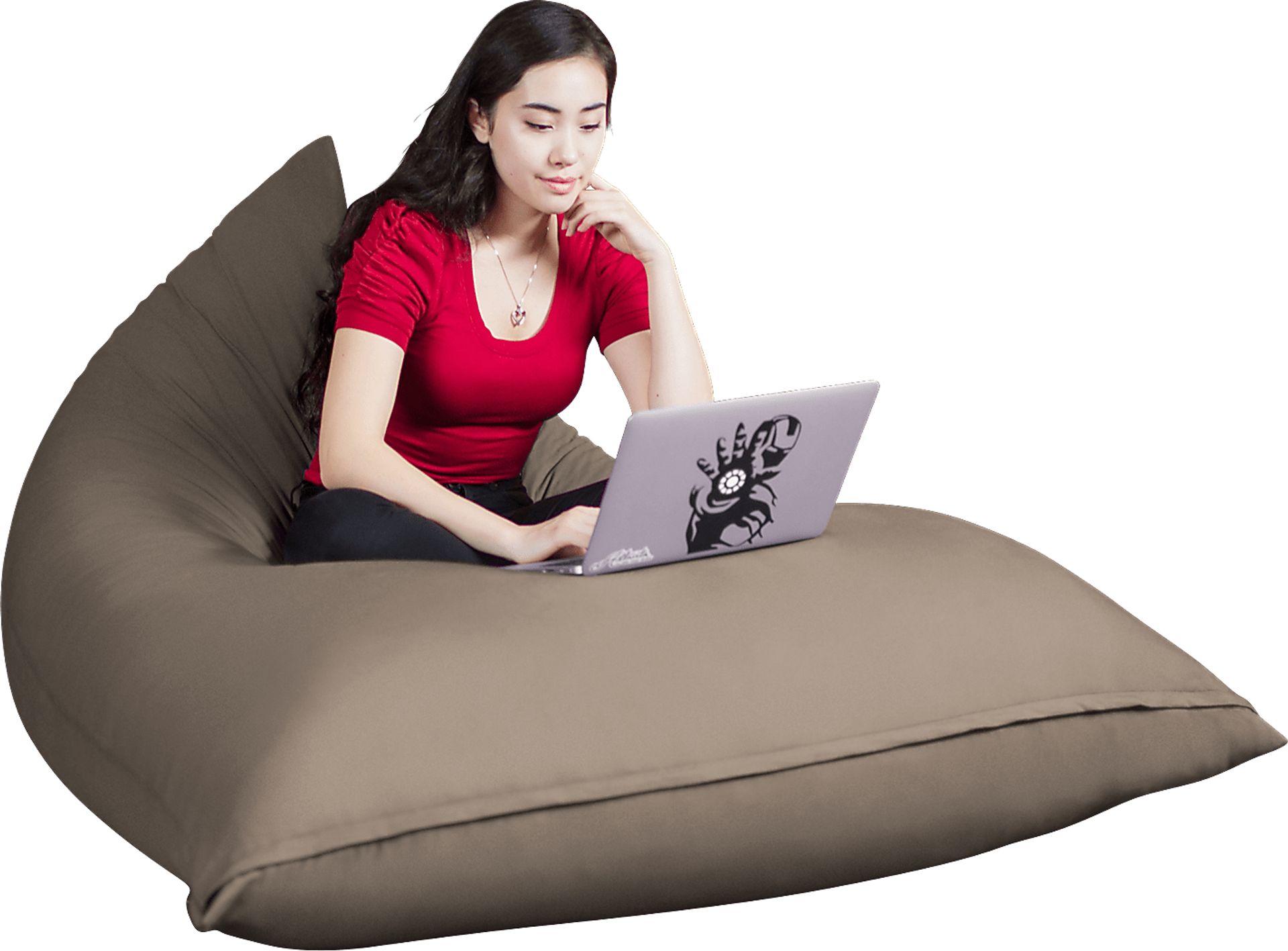 Kids Triform Beige Large Bean Bag Chair - Image 1