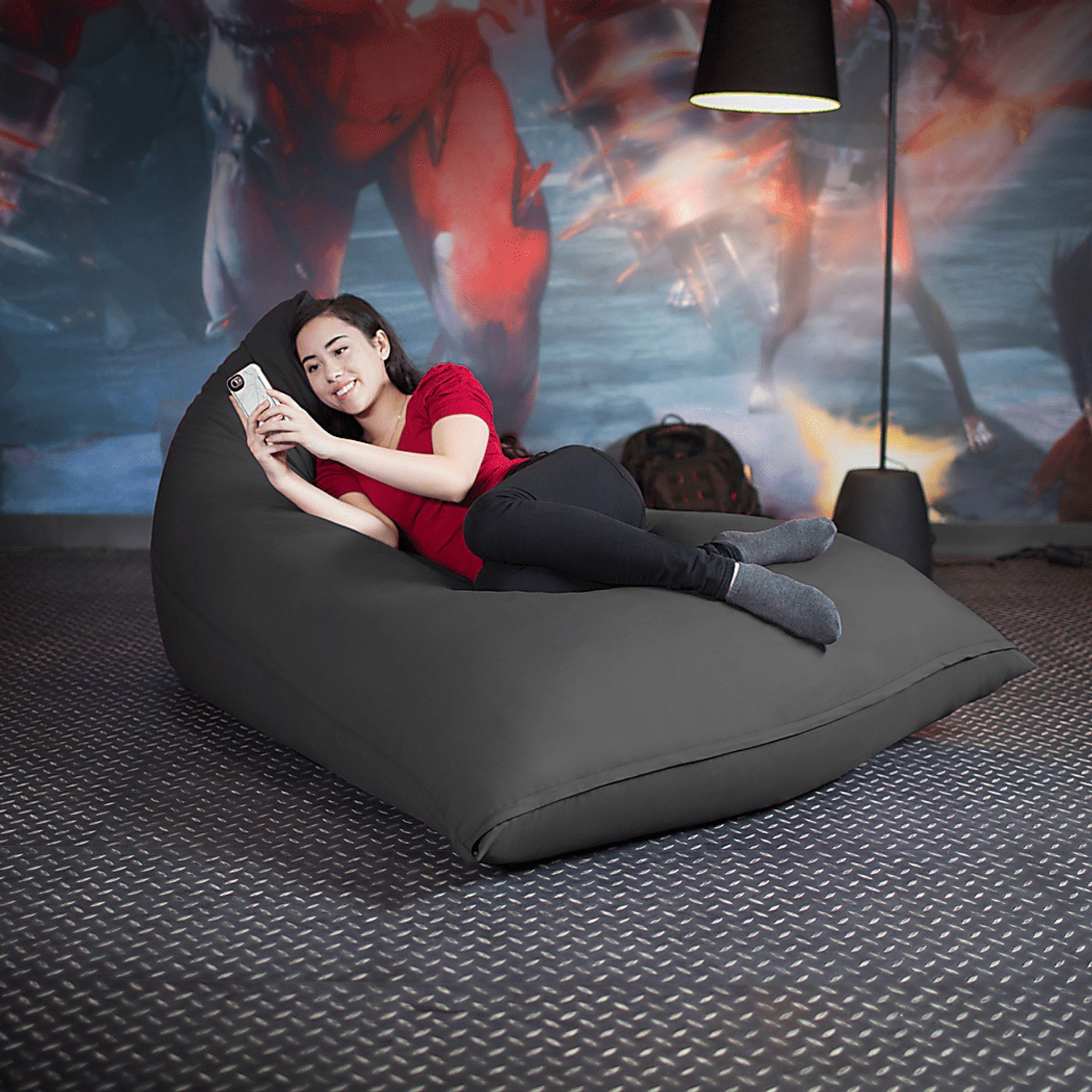 Kids Triform Gray Large Bean Bag Chair - Image 4