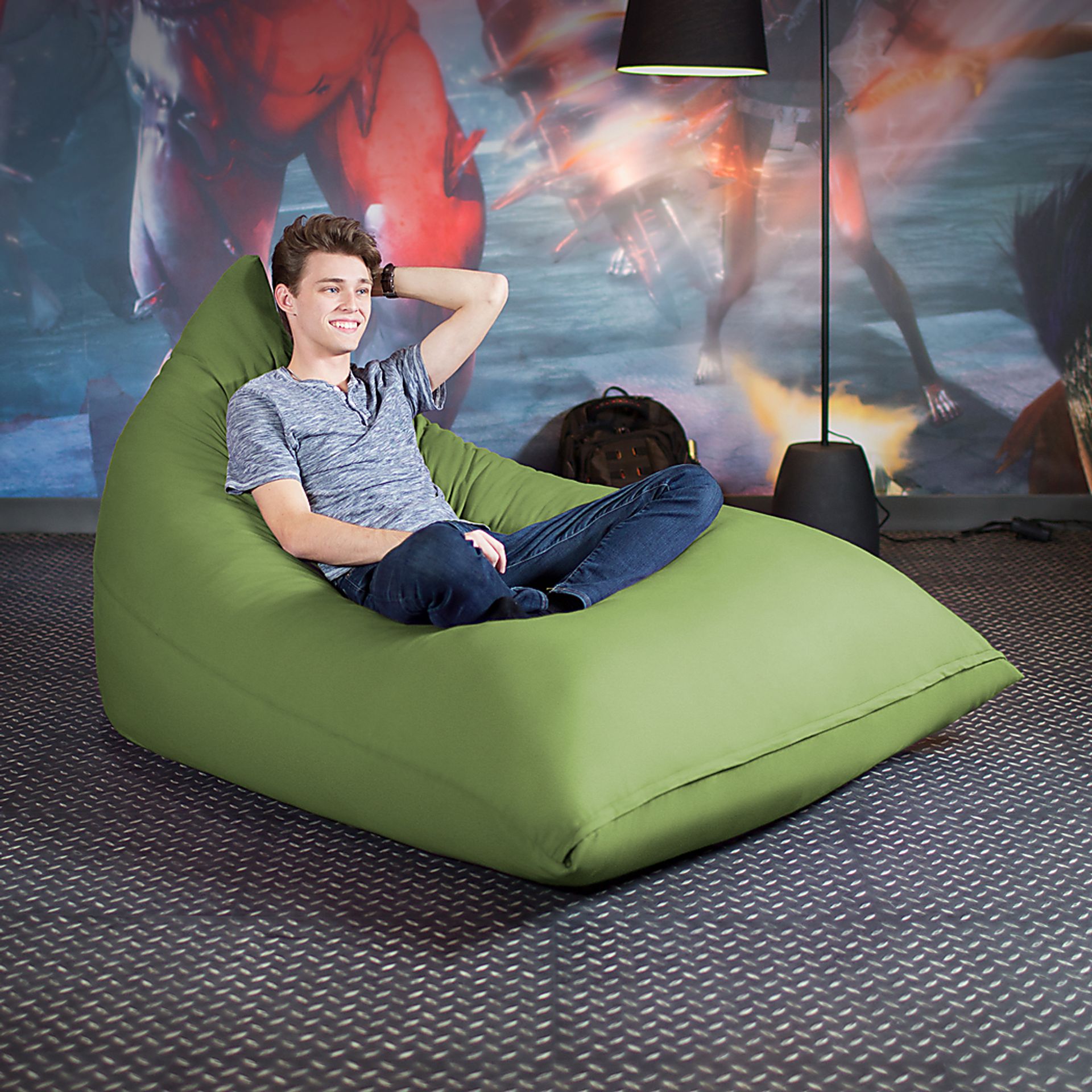 Kids Triform Green Large Bean Bag Chair - Image 3