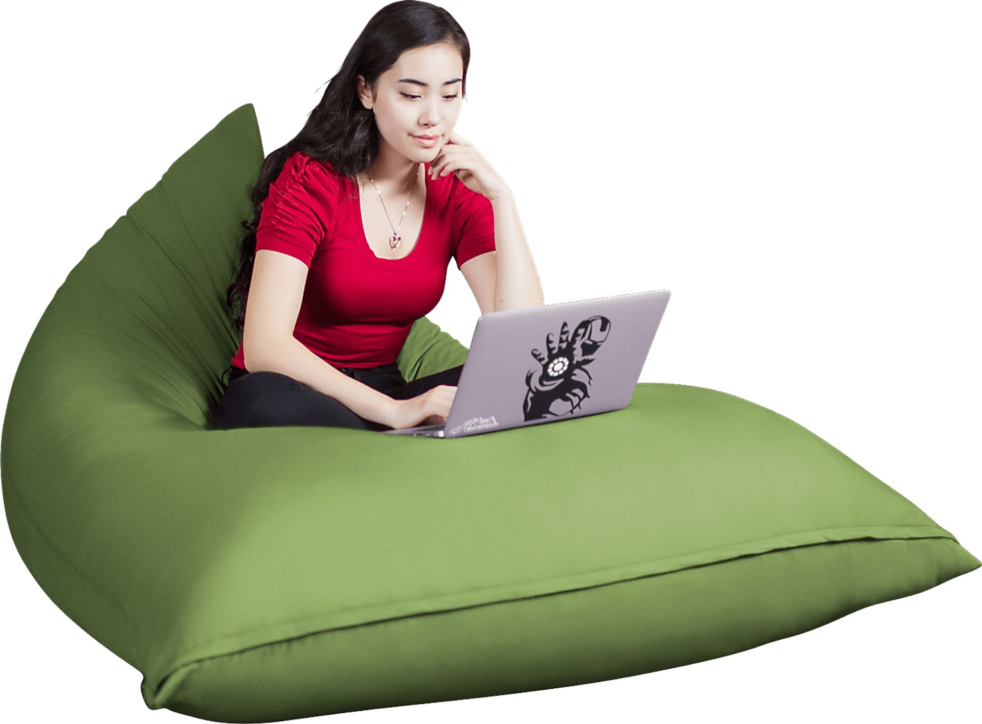 Kids Triform Green Large Bean Bag Chair - Image 1