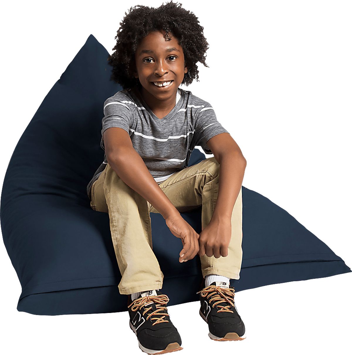 Triform Navy Blue Cotton Fabric Bean Bag Chair Rooms To Go