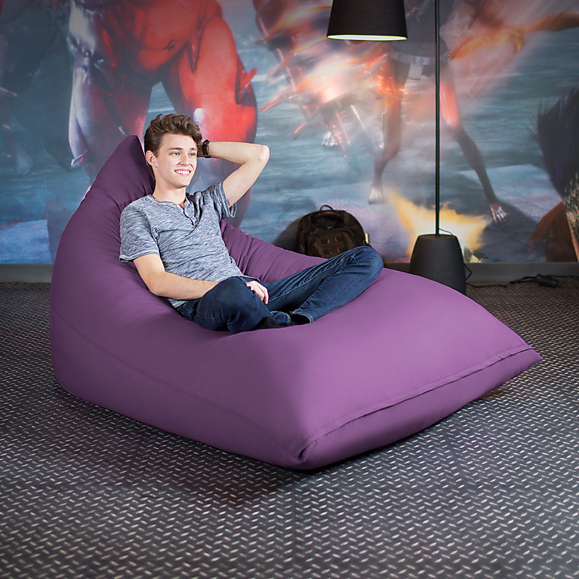 Kids Triform Purple Large Bean Bag Chair - Image 3