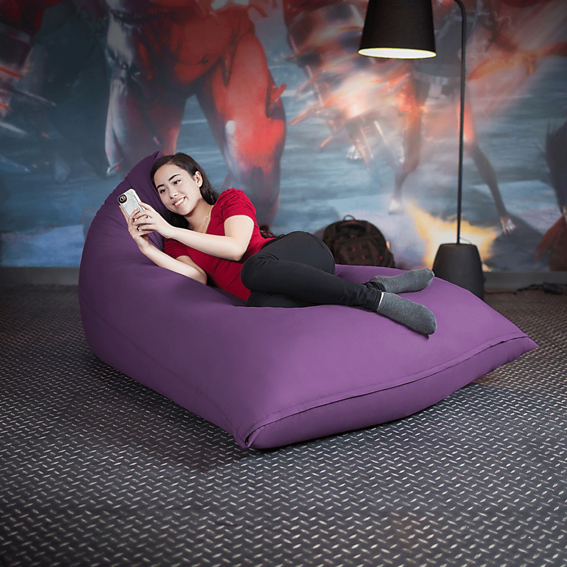 Kids Triform Purple Large Bean Bag Chair - Image 4